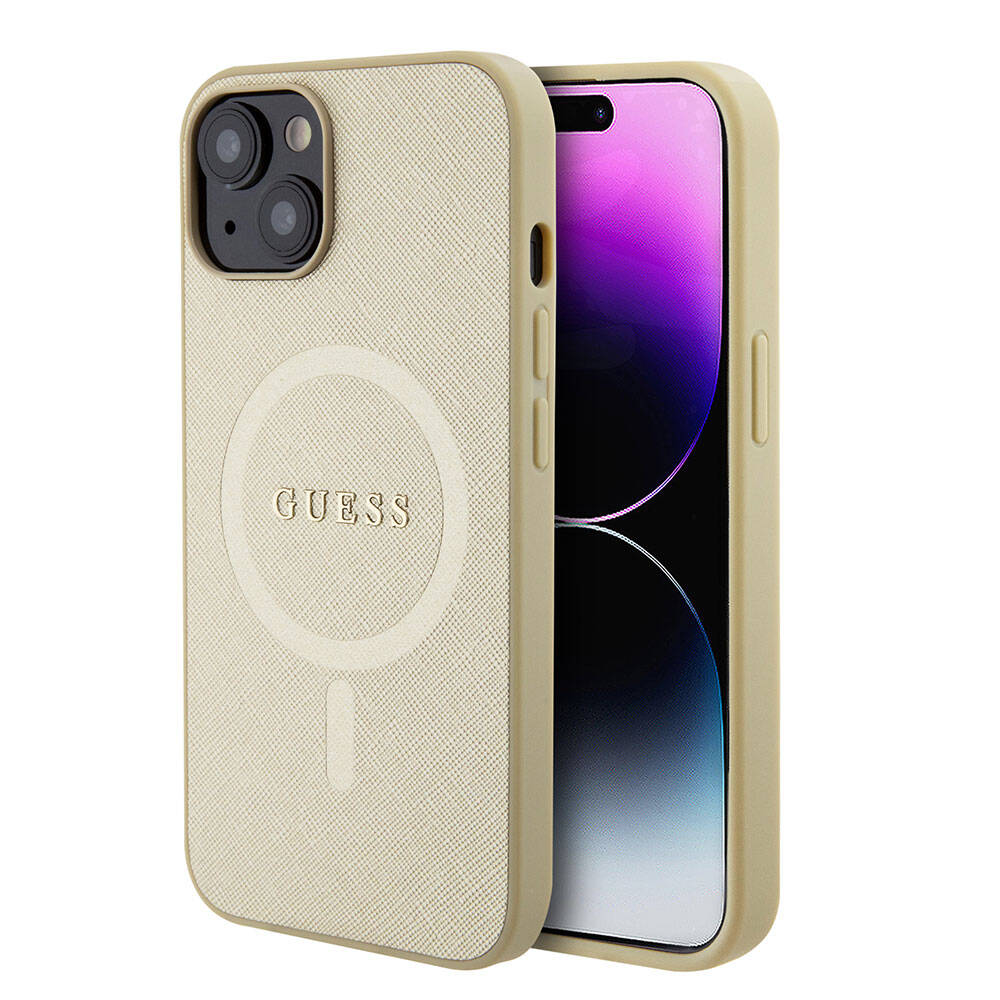 Guess iPhone 15 Orjinal Lisanslı Magsafe Şarj Özellikli Yazı Logolu Saffiano Telefon Kılıfı - 1 Guess iPhone 15 Orjinal Lisanslı Magsafe Şarj Özellikli Yazı Logolu Saffiano Telefon Kılıfı - 1